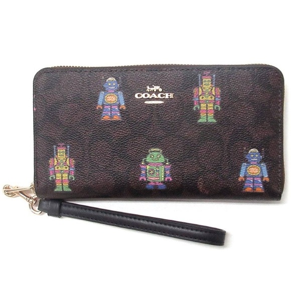 Coach Handbags - Coach CW484 Cosmic Long Wallet Long Zip Robot Signature Print NWT